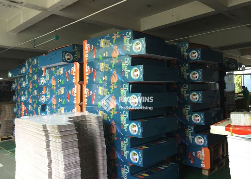 An image of a fully packed POP display ready for retail