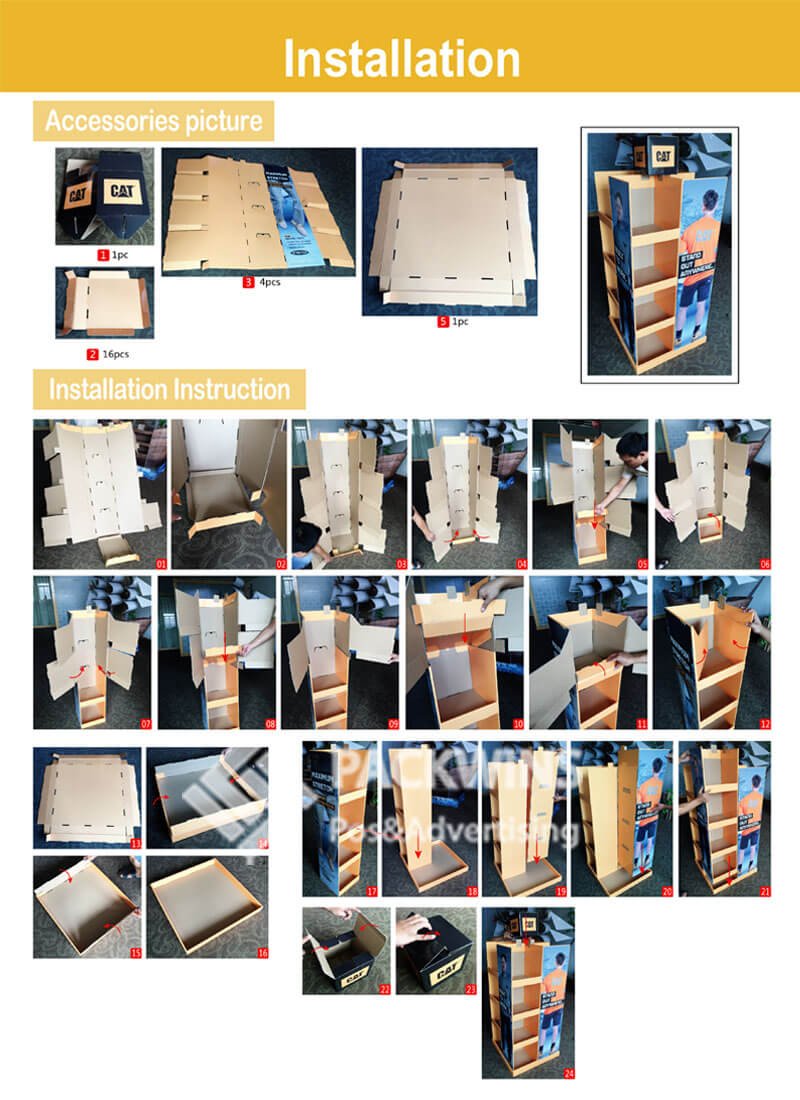 CAT Work Wear Corrugated Quarter Pallet 4 Side View