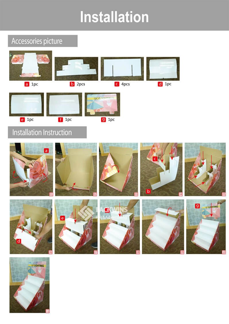 Check Out Counter Corrugated Counter Display For Led Lamps