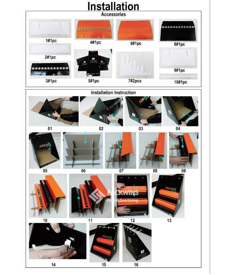 E-cig Retail Ready Counter Display Units with Shelves and Hooks