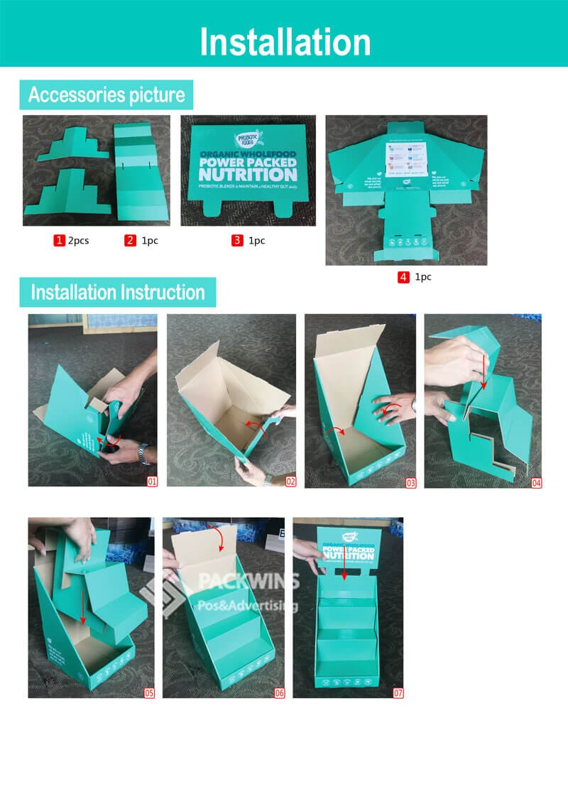 Probiotic Nutrition Foods Retail Cardboard Counter CDU