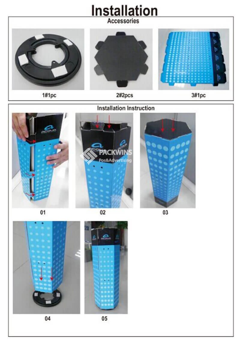 Spin Corrugate Display Stand with Hooks for Phone Accessories