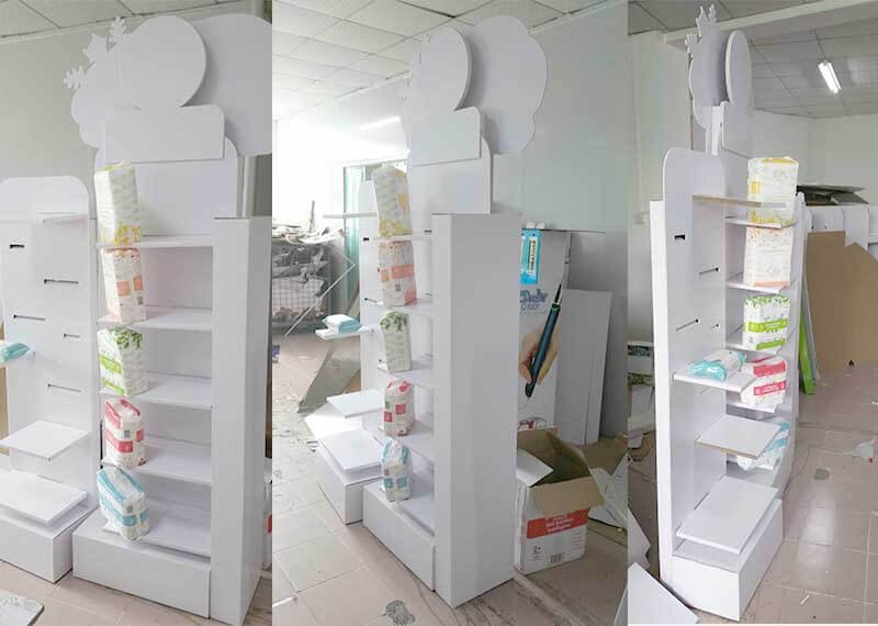 Unique Shaped Pop Floor Display Designed For Baby Diapers