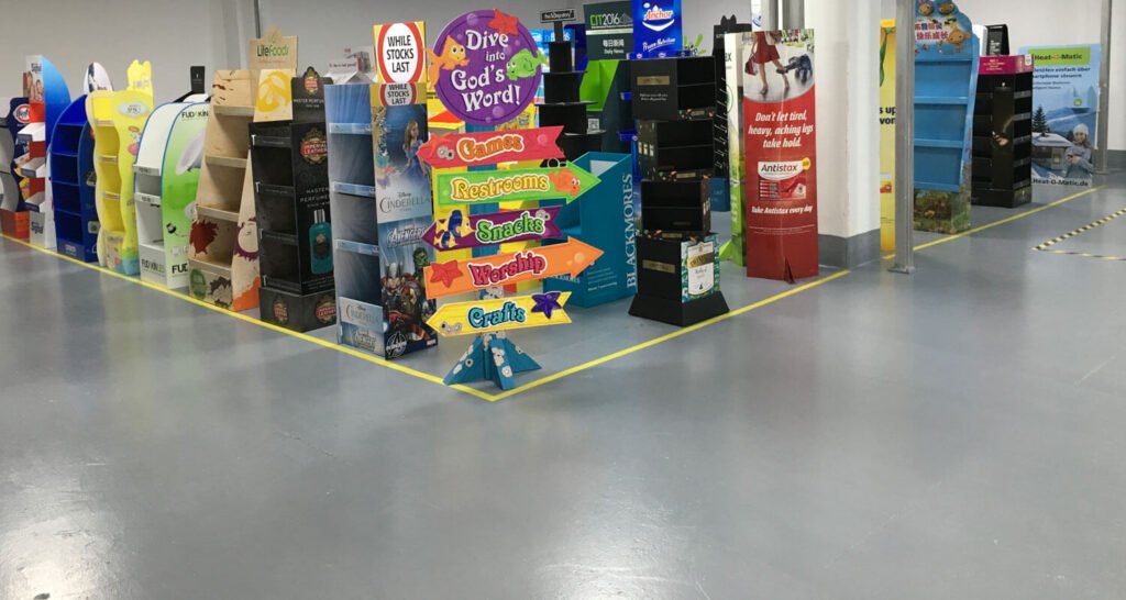 Packwins cardboard display sample room