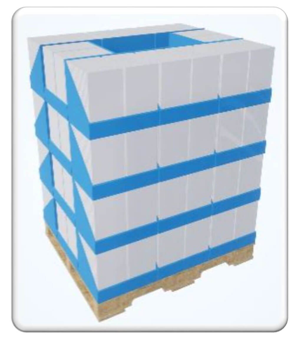 Diagram of a pallet display with dimensions