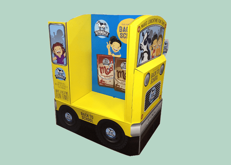 Pallet displays printed with flexography in a retail store setting