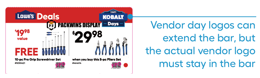 Lowe's Sidestack Display Header Buy One and Get One Free A header with a bright yellow background and the 'Lowe's Deals' logo.