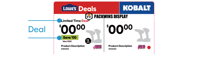 Lowe's Sidestack Display Leader Deal and Not A header with a bright yellow background and the 'Lowe's Deals' logo.