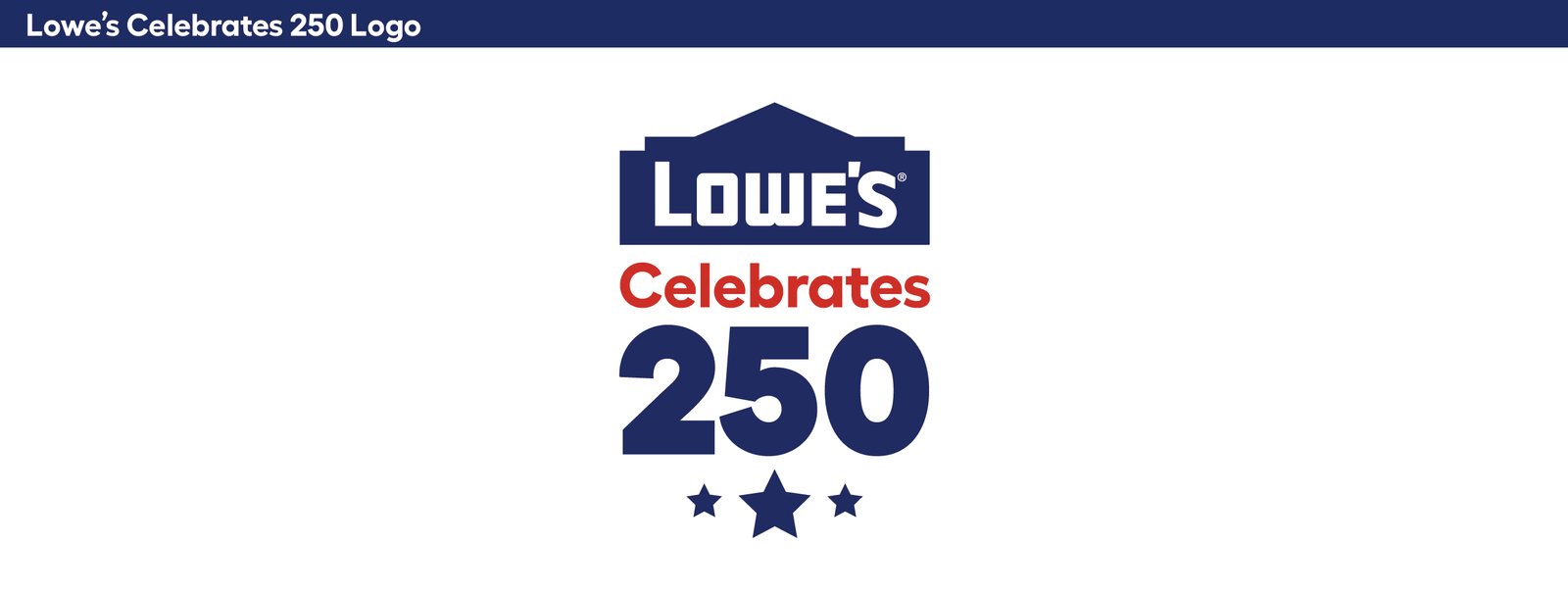 Lowe's Sidestack Display 2026 250 A display header showing a brand logo and a special anniversary logo in the corner.