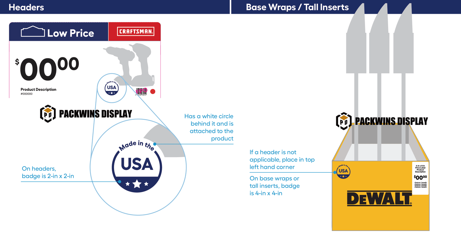 Made in the USA Badge Header and Base Made in the USA Badge.