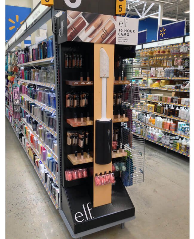 Impactful Retail Display A vibrant, eye-catching cardboard floor display in a busy retail aisle