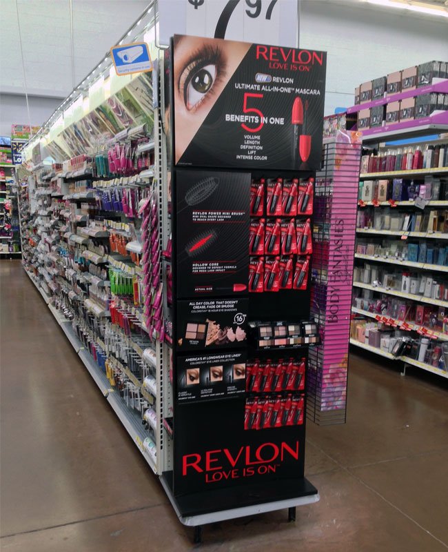 Cosmetics Display 5 Benefits In One Revlon Mascara Cosmetics Walmart End Cap Display