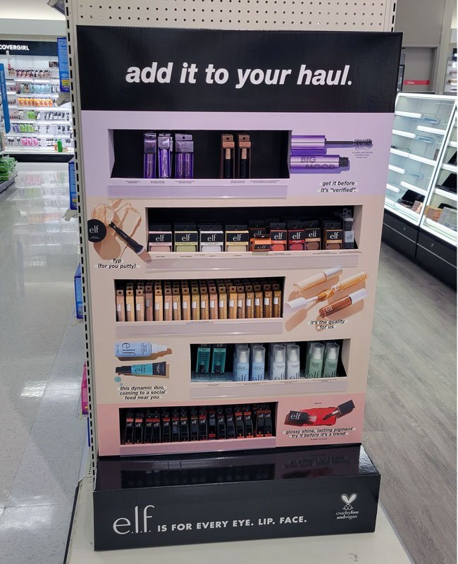Cosmetics Display Add It To Your Haul Elf Cosmetics Walmart End Cap Display