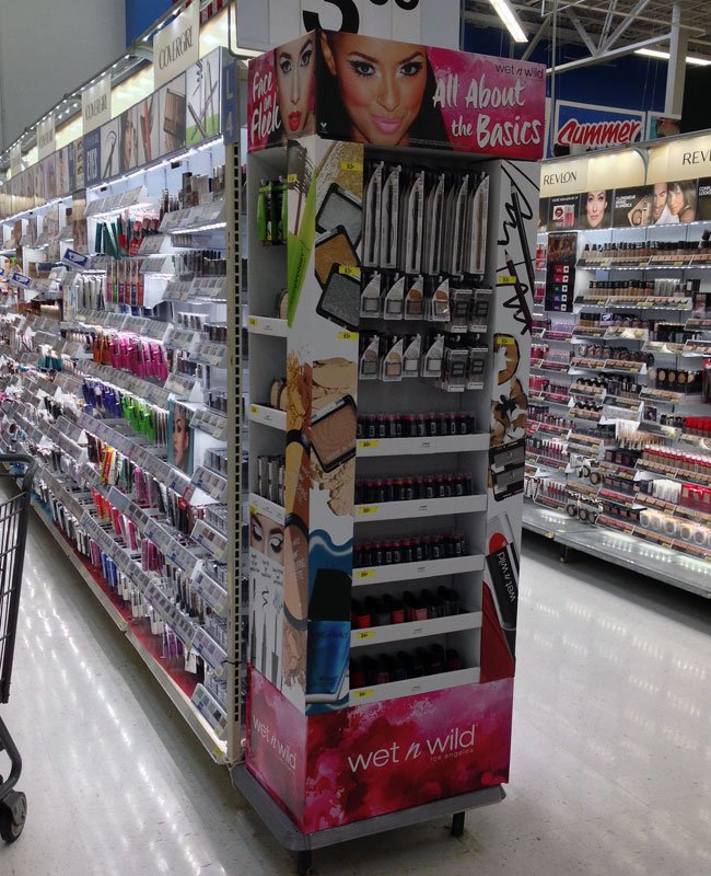 Cosmetics Display All About The Basics Wet&Wild Cosmetics Walmart End Cap Display