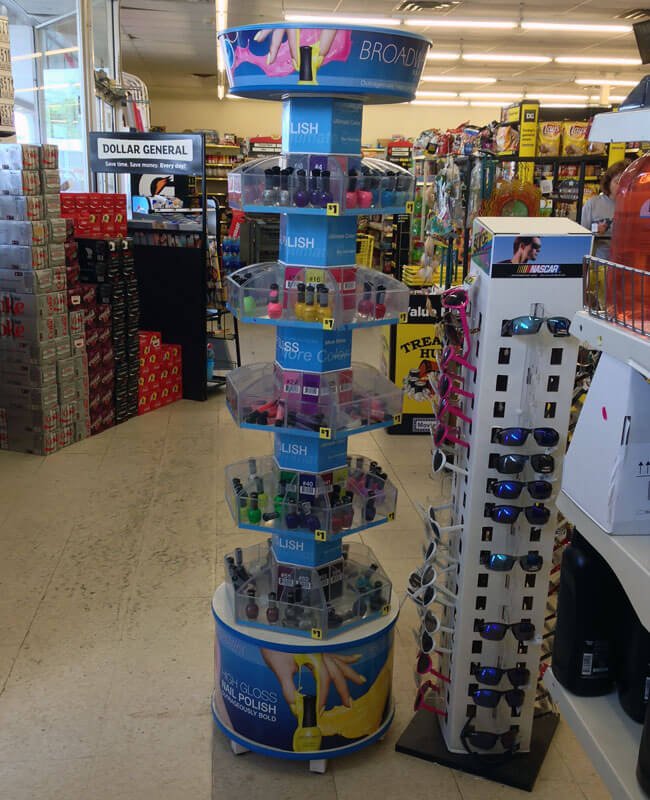 Dollar Store Merchandising Challenges A crowded dollar store aisle showing merchandising challenges