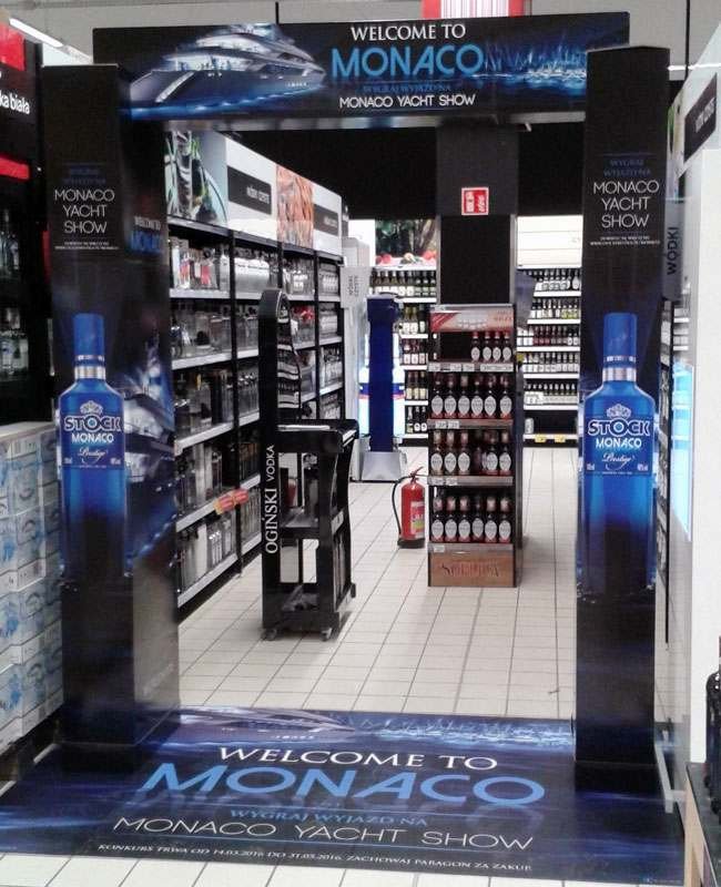 Secondary Placement Wine Display A wine display on a retail endcap