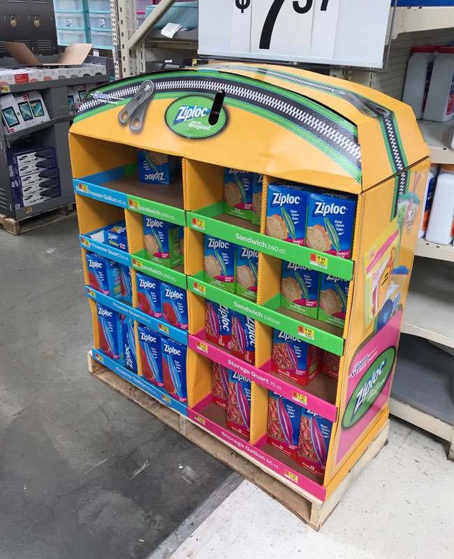 Ziploc Food Storage Bags & Containers Walmart Half Pallet Display