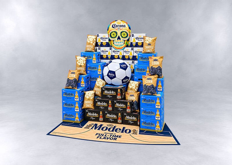 Corona and Modelo Soccer Snack Display