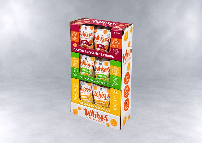 Whisps Three-Tier Cheese Crisps Display